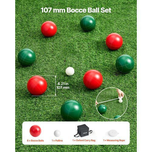Vevor Bocce Ball Set Bocce Ball Game Set 107 Mm 8 Resin Balls 2 Colors Beach