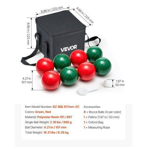 Vevor Bocce Ball Set Bocce Ball Game Set 107 Mm 8 Resin Balls 2 Colors Beach