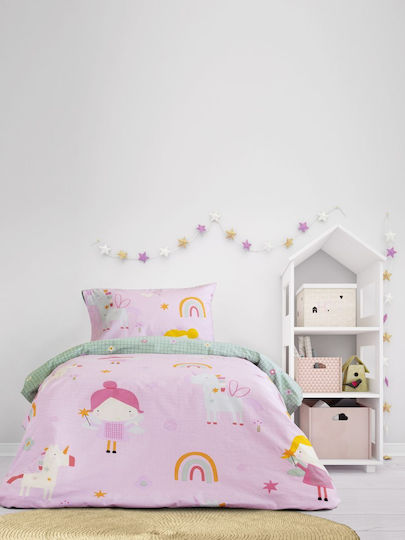 Kocoon Fairy Cherry Σετ Παιδική Παπλωματοθήκη Μονή με Μαξιλαροθήκη Βαμβακερή Cherry 165x245εκ.