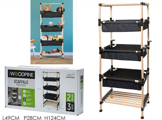 General Trade Wooden Kitchen Rack 4 Tiers Black 49x28x124cm