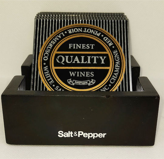 Salt & Pepper Wines Сувенир Стъкло Със стойка Черен 10x10см 6бр
