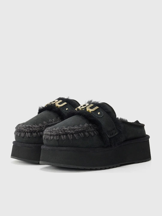 Mules mit Niedrig Absatz in Schwarz Farbe