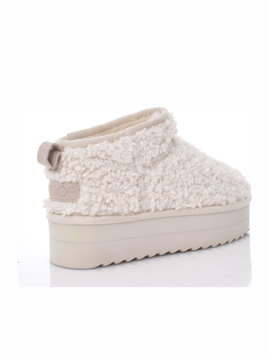 Women's Ankle Boots Platform & Fur White