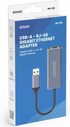 Savio Αντάπτορας Δικτύου USB με Ενσύρματη Σύνδεση Gigabit Ethernet