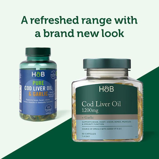 Holland & Barrett Omega 3 Cod Liver Oil 250mg 60 Capsules with Flavour Pure