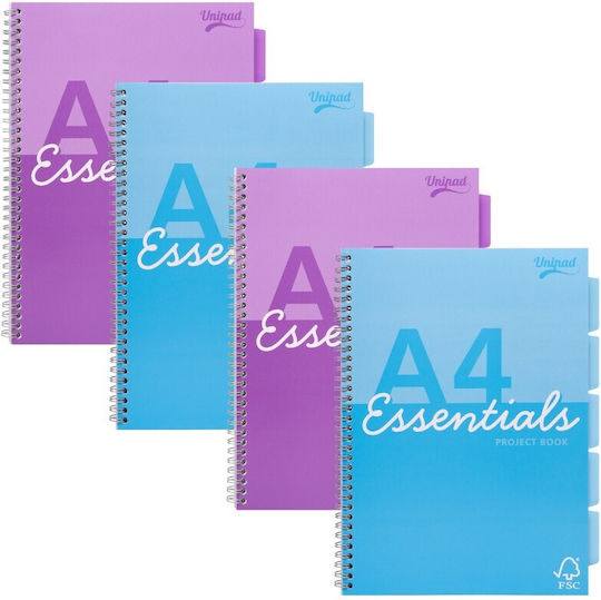 Τετραδιο Διπλο Σπιραλ A4 Unipad Essentials Τρυπες 200σελ 60 Gsm 2 Χρωματα Ασορτι Pukka