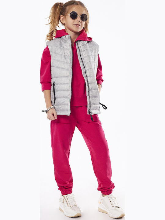Kids' Quilted Jacket Sleeveless Short Silver