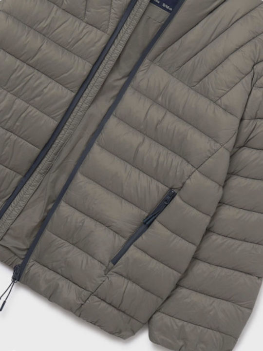 Kids Casual Long Jacket with Hood Stone