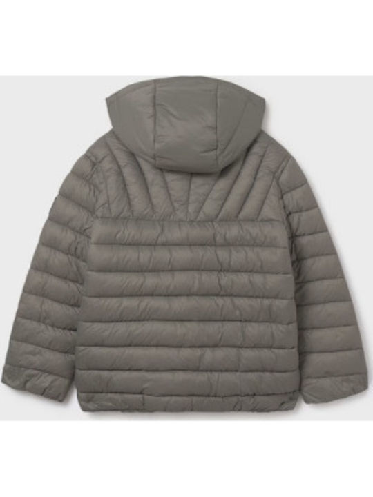 Kids Casual Long Jacket with Hood Stone
