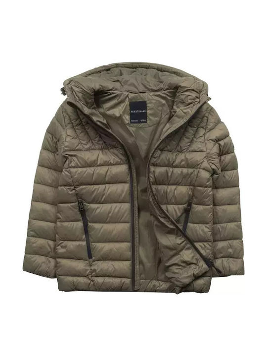 Kids Casual Long Jacket with Hood Stone