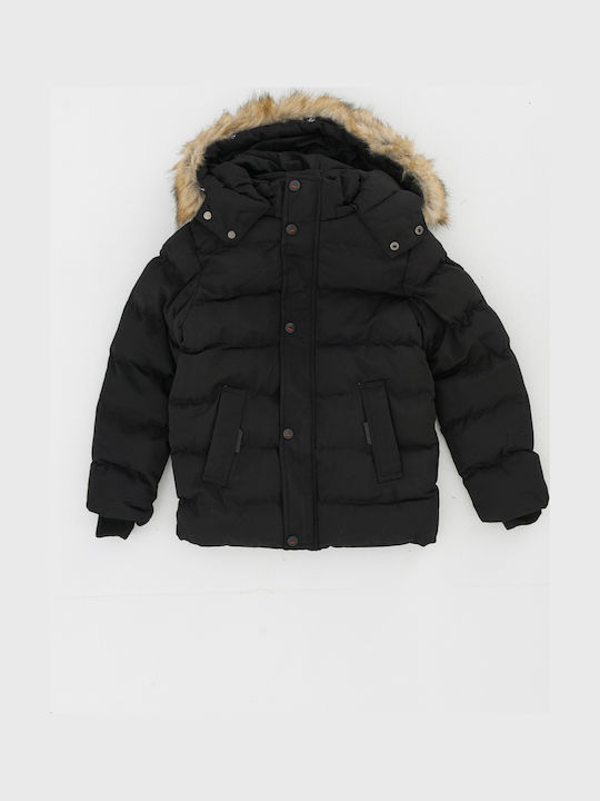 Kids' Casual Jacket Short with Lining & Hood Black