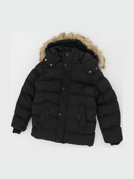 Kids' Casual Jacket Short with Lining & Hood Black