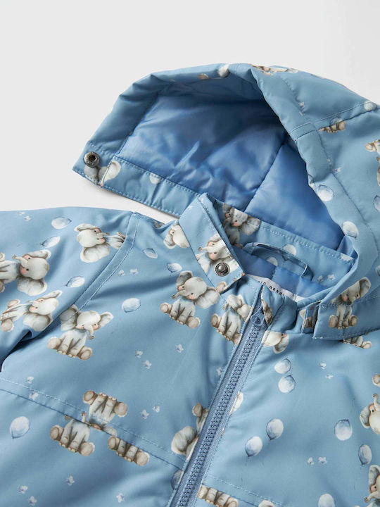 Kids Casual Long Jacket with Hood Light Blue