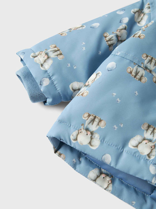Kids Casual Long Jacket with Hood Light Blue