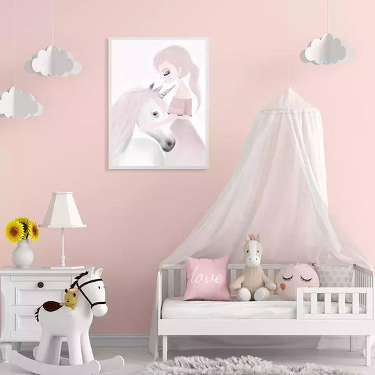 Παιδικό Κάδρο Unicorn με Μαύρη Κορνίζα από Ξύλο 30x40εκ.