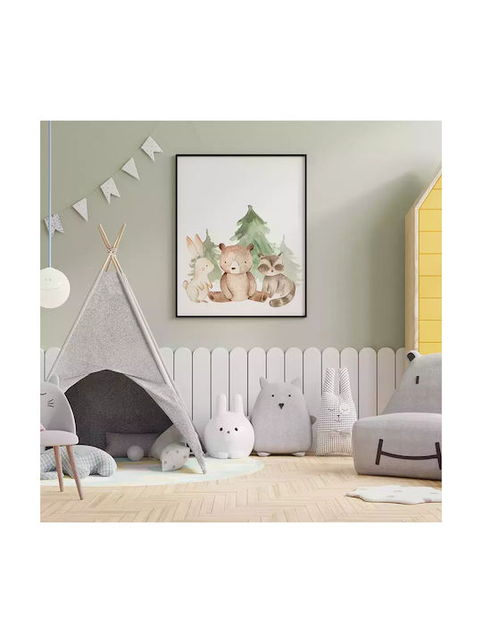 Kids Framed Wall Painting Forest Animals 30x40cm
