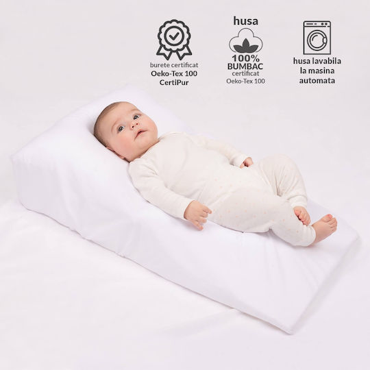 Kidizi Pernă pentru bebeluși pentru întoarcerea pe spate Alb 40x70buc
