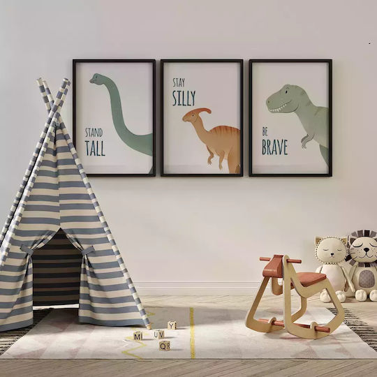 Kids Framed Plastic Wall Painting With Dinosaur Stay Silly 21x30cm