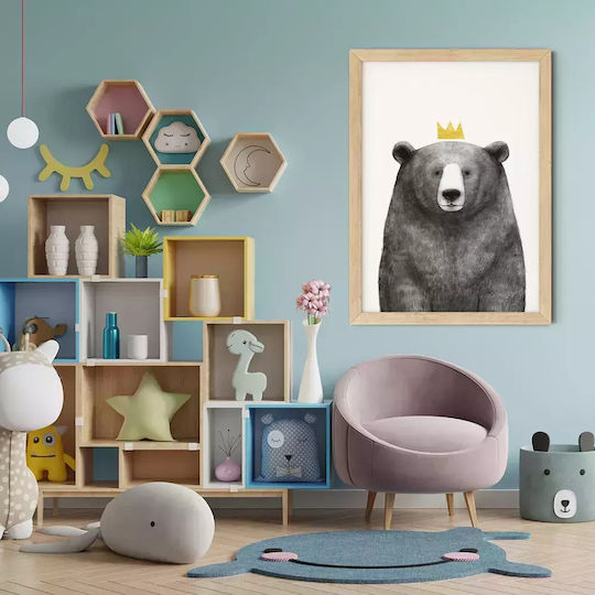 Παιδικό Κάδρο Queen Bear με Λευκή Κορνίζα από Πλαστικό 21x30εκ.