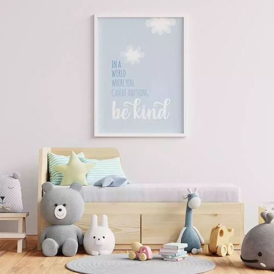 Kids Framed Plastic Wall Painting Be Kind Blue 21x30cm