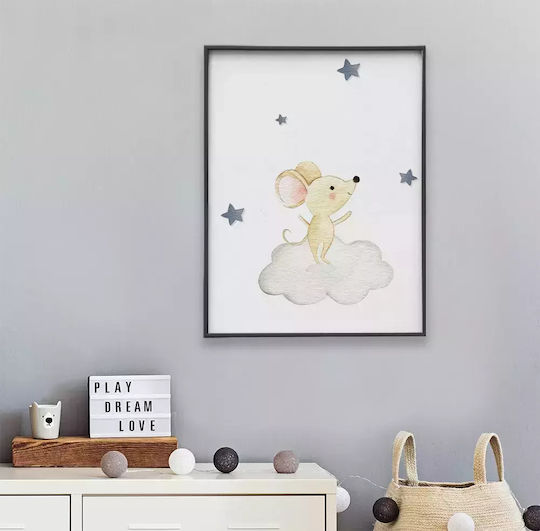 Kids Framed Plastic Wall Painting Mouse 21x30cm