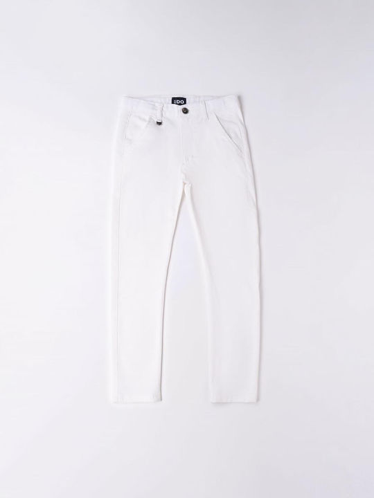 Kids' Chino Fabric Pants White