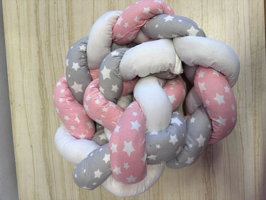 Crib Bumpers Braided Inside Pink, Gray, White
