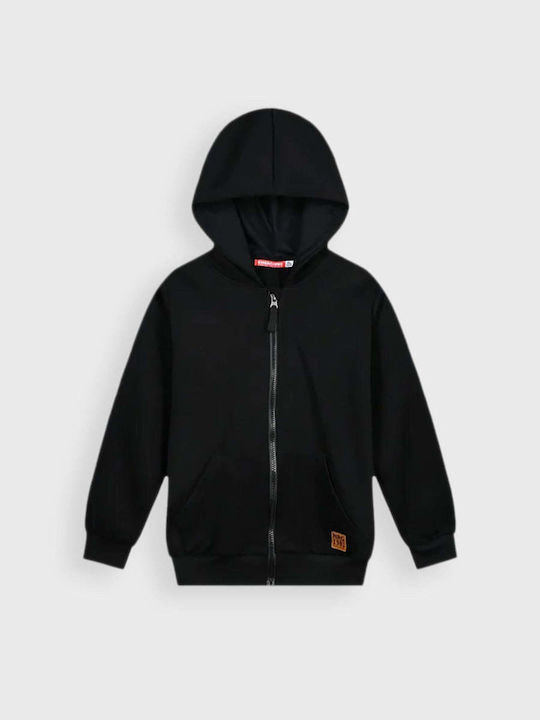 Kids Sweatshirt Cardigan With Hood And Pockets Black