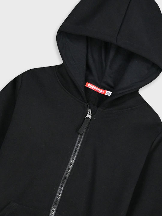 Kids Sweatshirt Cardigan With Hood And Pockets Black