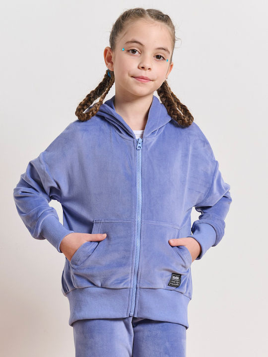 Athletic Kids Cardigan with Hood Blue