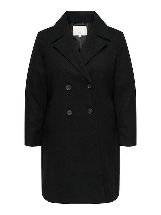 Damen Black Mantel mit Knöpfen
