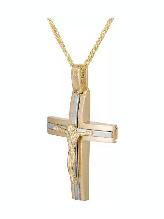 Men's Gold Cross 14K with the Crucified with Chain