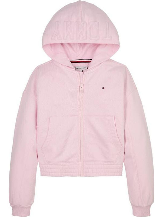 Kids Cardigan Cotton with Hood Pink