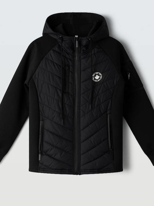 Kids Cardigan Cotton with Hood Black