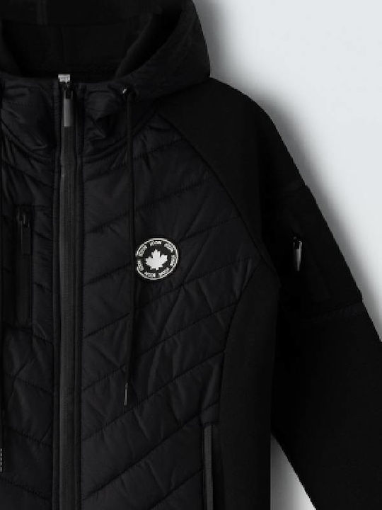 Kids Cardigan Cotton with Hood Black