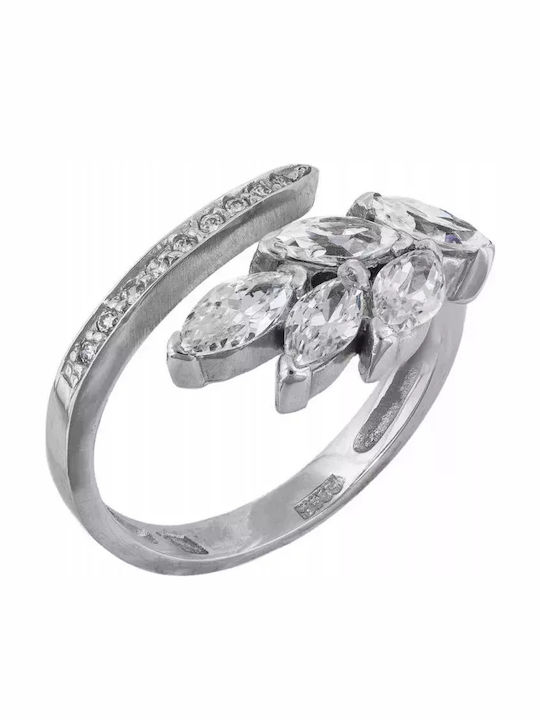 Ring with Zircon made of White gold 14K