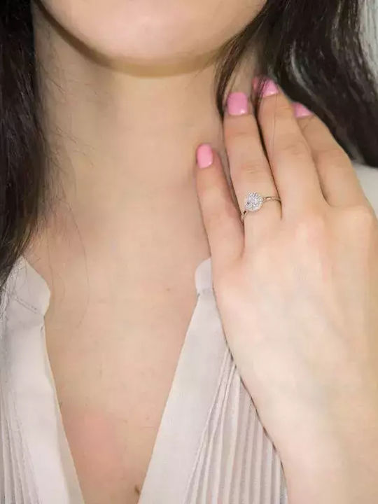 Damen Ring mit Zirkonia aus Weißgold 14K