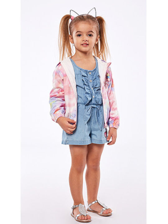 Shinny Unicorn Kids Casual Short Windproof Coat with Hood Pink