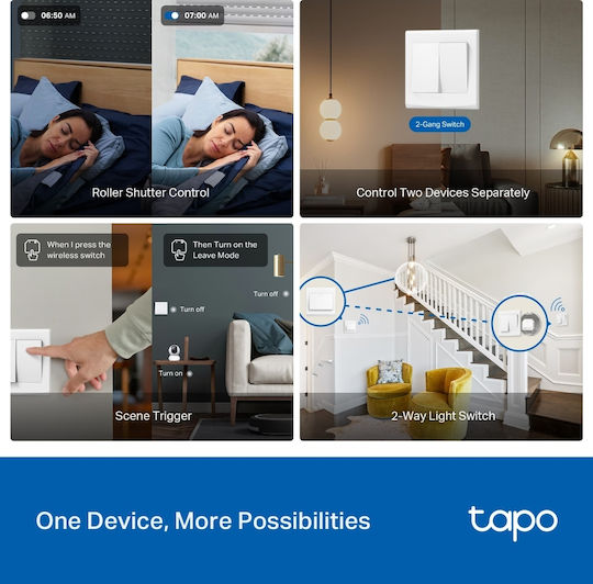 TP-LINK Tapo S112 Smart Switch 2 Καναλιών Wi-Fi & Bluetooth 6A (με Ουδέτερο)