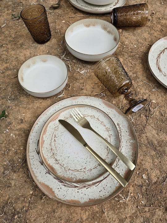 Kutahya Porselen Brown Porcelain Dinnerware Set 24pcs