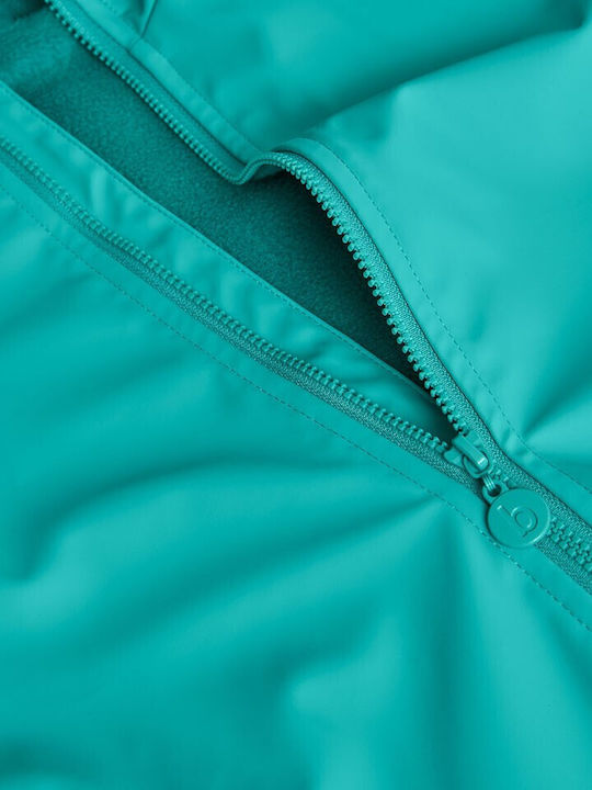 Waterproof Kids' Trench Coat with Lining & Hood Green