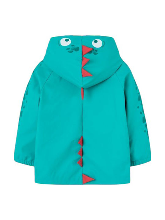 Waterproof Kids' Trench Coat with Lining & Hood Green