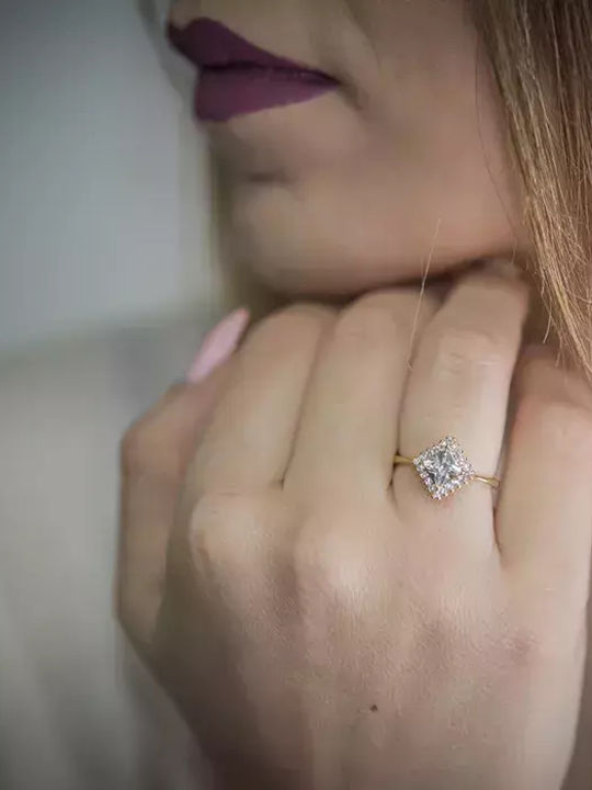 Μονόπετρο Ροζέτα από Χρυσό 14K με Ζιργκόν
