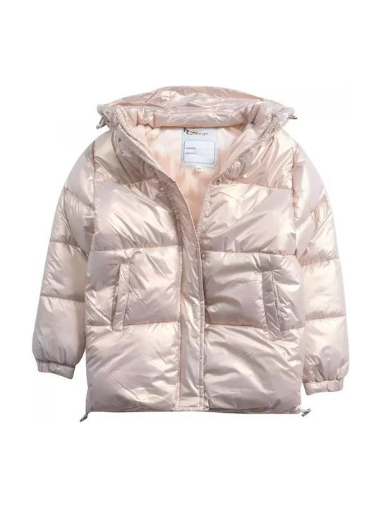 Kids' Quilted Jacket Short with Lining & Hood Pink