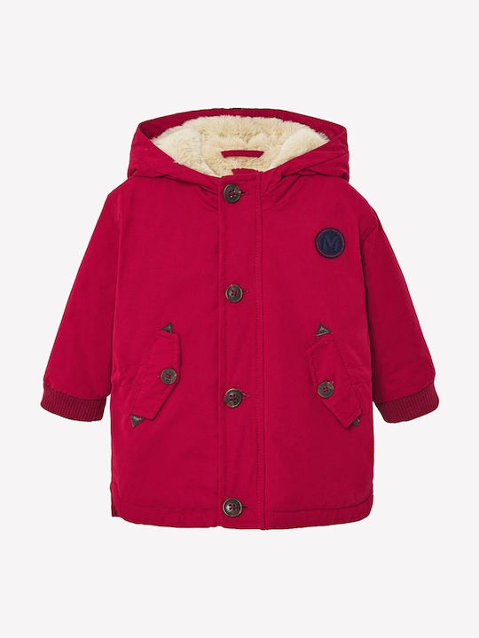Kids' Parka Long with Lining & Hood Burgundy