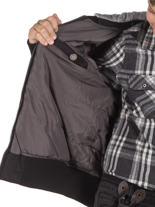 Jacket Παιδικό Casual Μπουφάν Κοντό με Κουκούλα Χακί