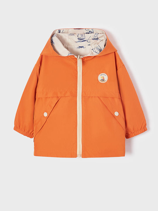 Kids' Sports Jacket Short Windproof with Hood Orange