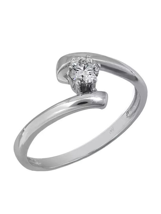 Einzelstein aus Weißgold 18K mit Diamant