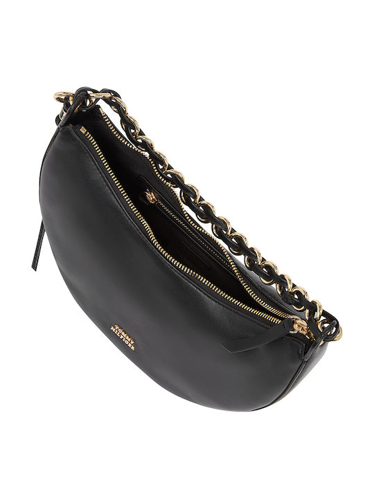 Moon Leather Crossover Leather Women's Bag Shoulder Black