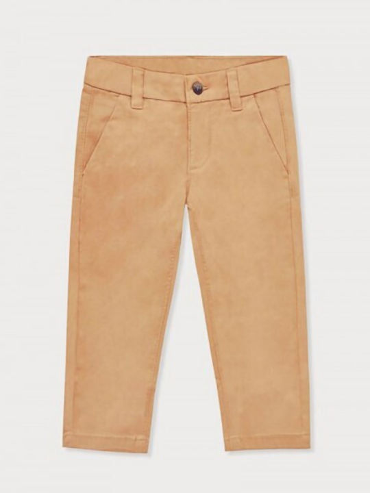 Kids' Chino Fabric Pants Brown Basic